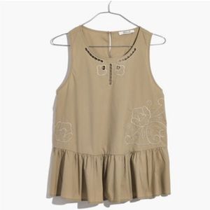 Madewell Embroidered Peplum Tank Top